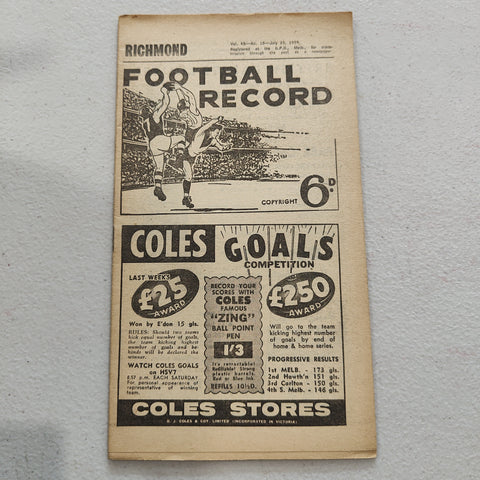 VFL 1959 July 25 Richmond v North Melbourne Football Record