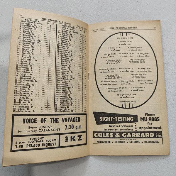 VFL 1959 July 25 St Kilda v Essendon Football Record