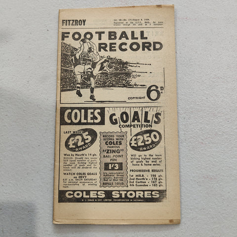 VFL 1959 August 8 Fitzroy v Geelong Football Record