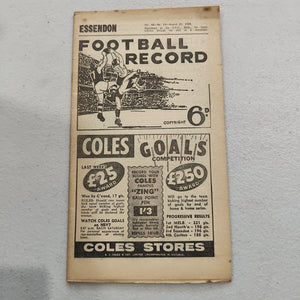 VFL 1959 August 22 Essendon v Fitzroy Football Record