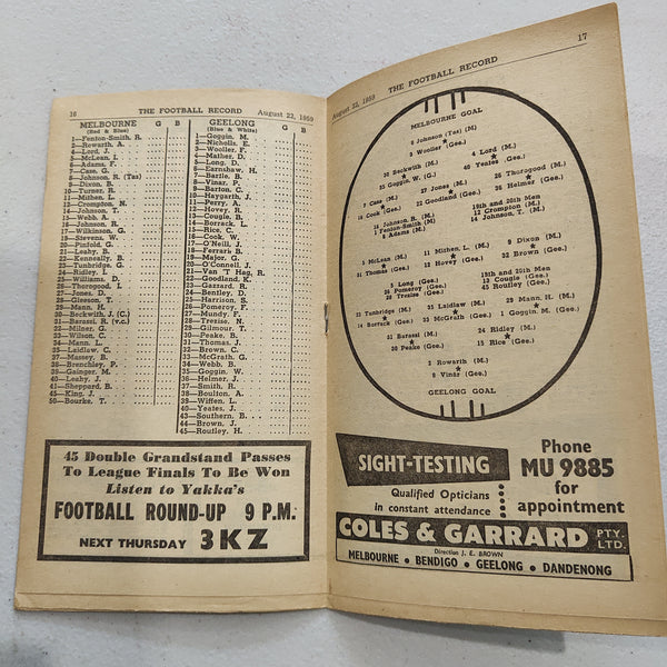 VFL 1959 August 22 Melbourne v Geelong Football Record