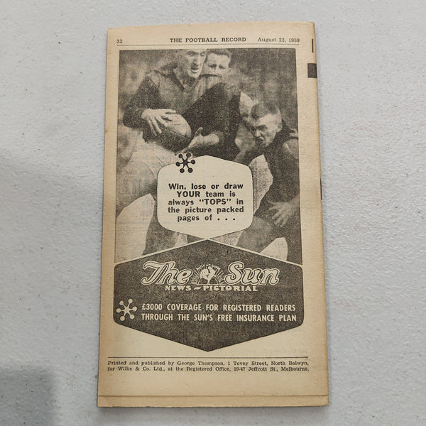 VFL 1959 August 22 Melbourne v Geelong Football Record