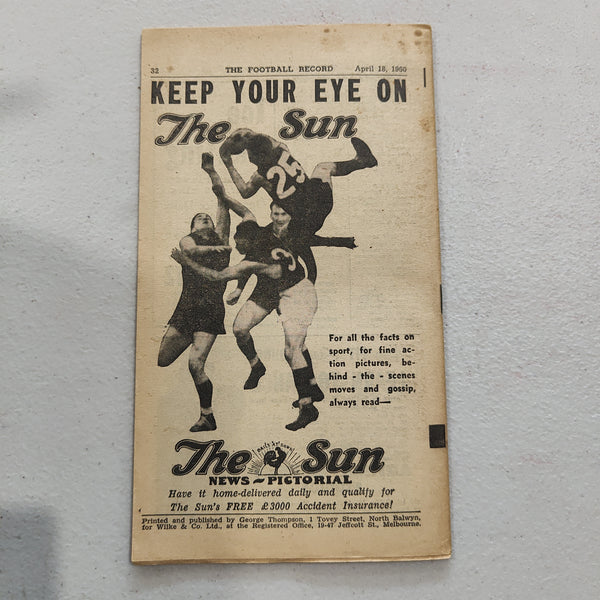 VFL 1960 April 18 Footscray v Geelong Football Record