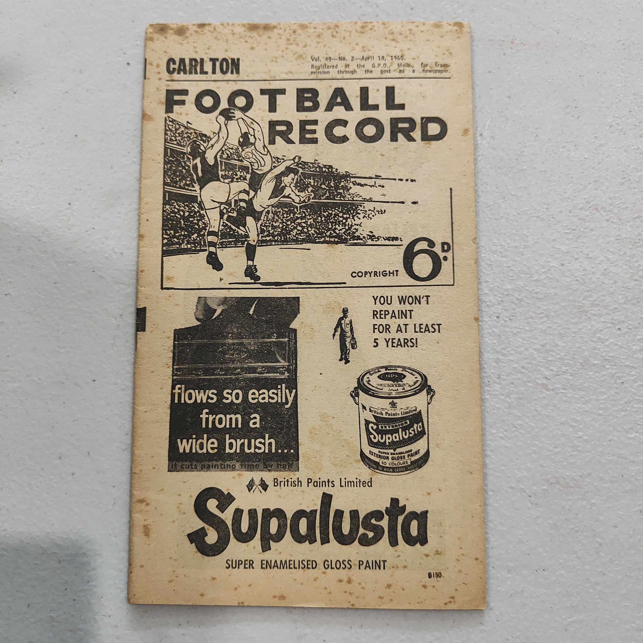 VFL 1960 April 18 Carlton v Richmond Football Record