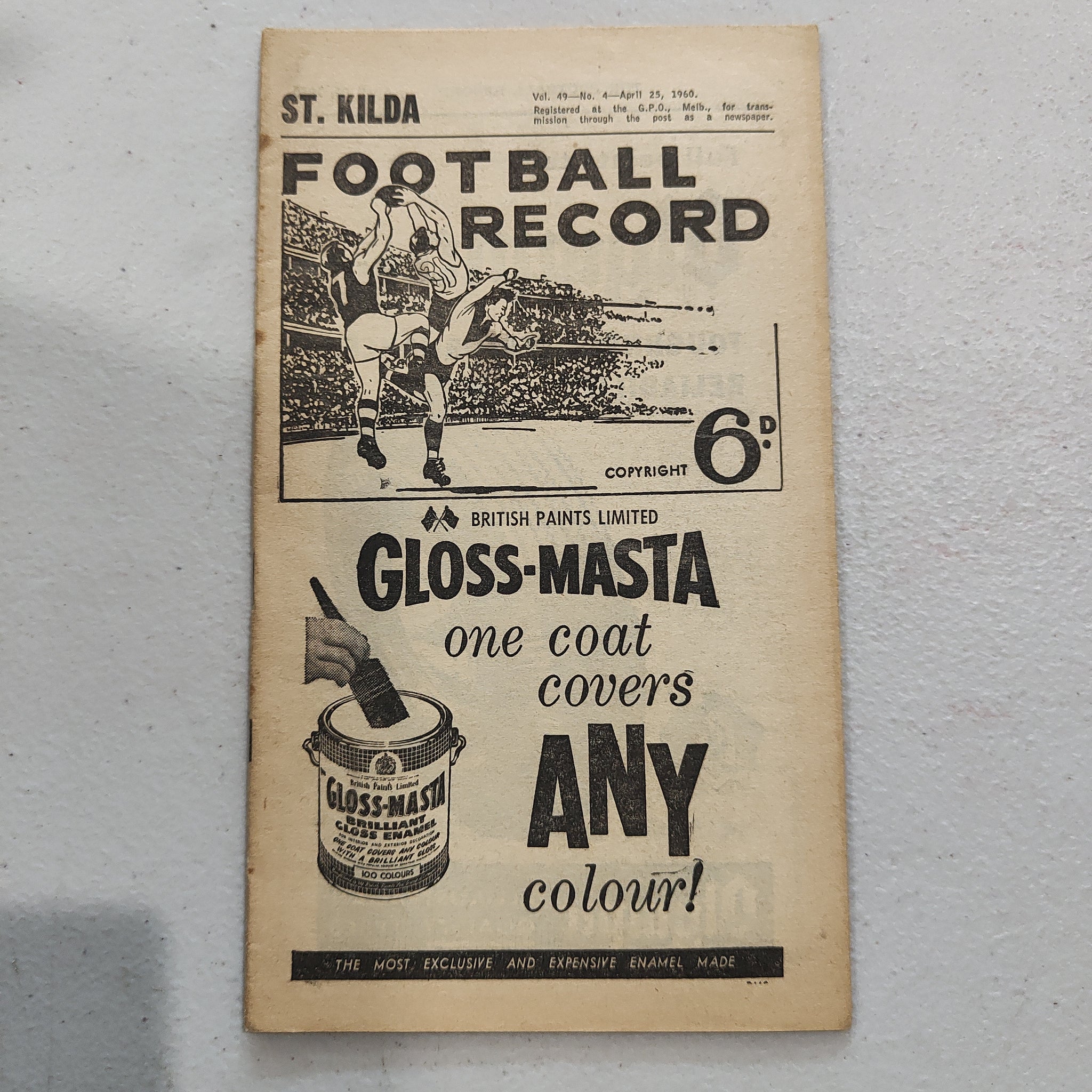 VFL 1960 April 25 St Kilda v Melbourne Football Record