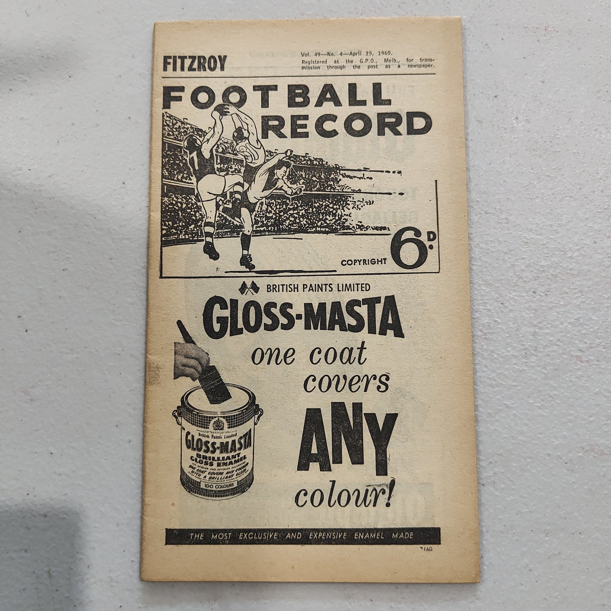VFL 1960 April 25 Fitzroy v Carlton Football Record