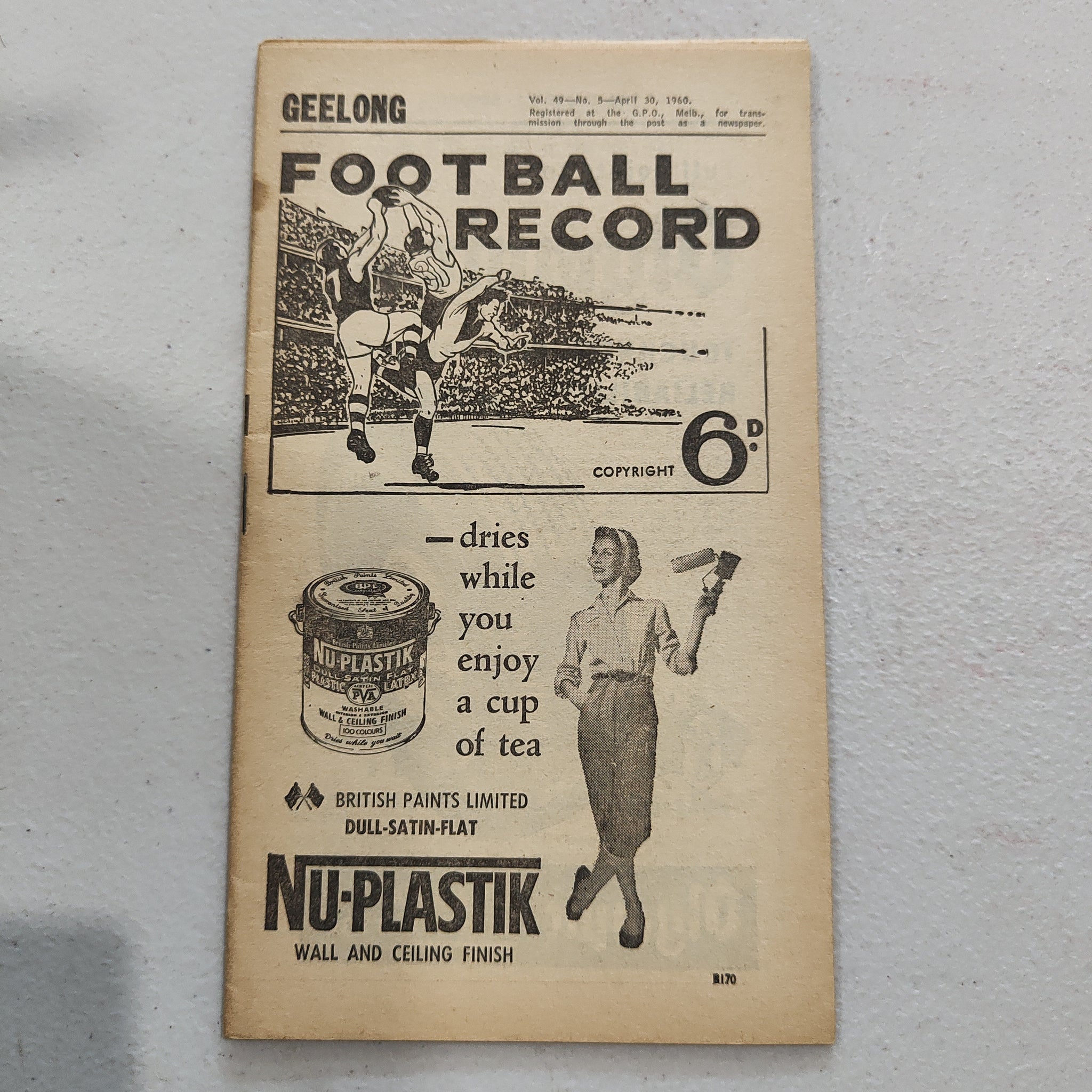 VFL 1960 April 30 Geelong v South Melbourne Football Record