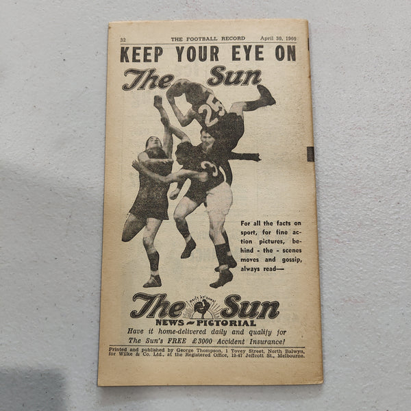 VFL 1960 April 30 Geelong v South Melbourne Football Record