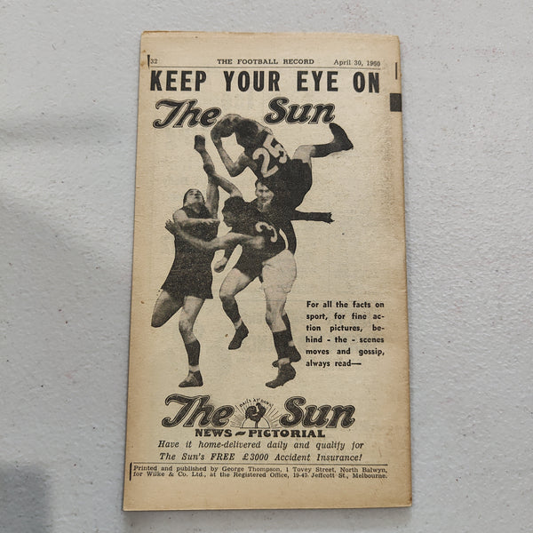 VFL 1960 April 30 Hawthorn v Collingwood Football Record