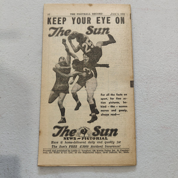 VFL 1960 June 4 St Kilda v Fitzroy Football Record