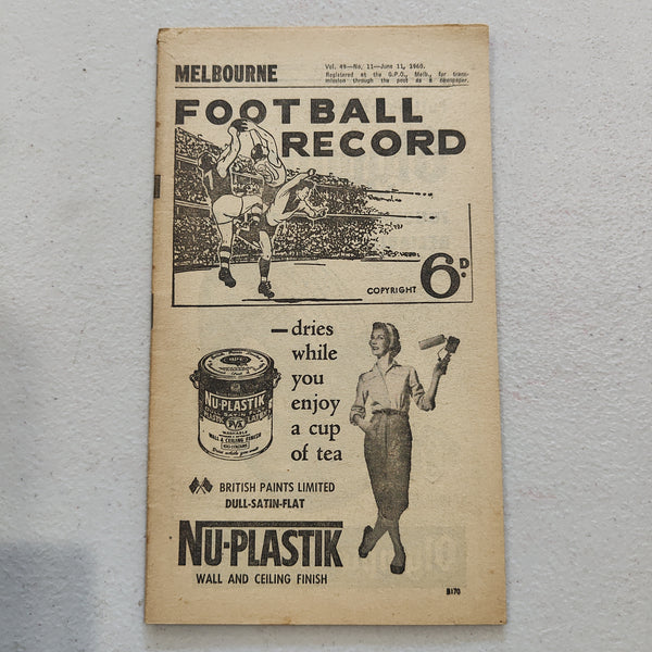 VFL 1960 June 11 Melbourne v Footscray Football Record