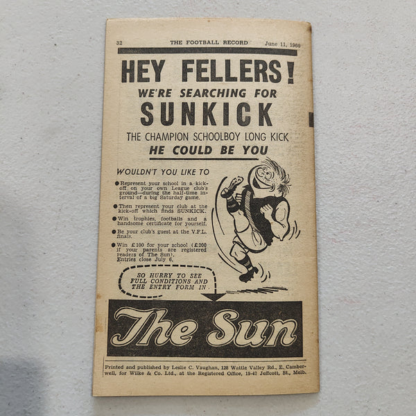 VFL 1960 June 11 Melbourne v Footscray Football Record