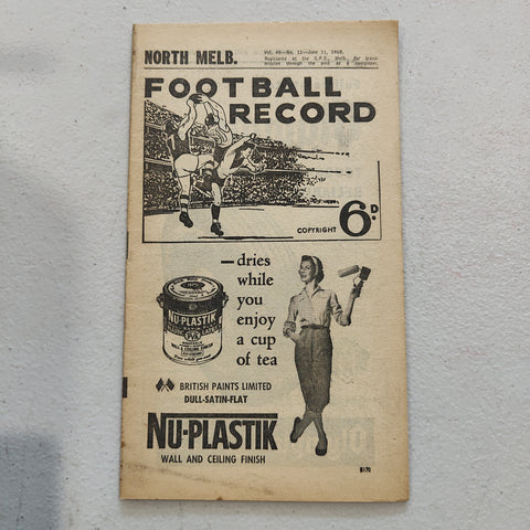 VFL 1960 June 11 North Melbourne v St Kilda Football Record