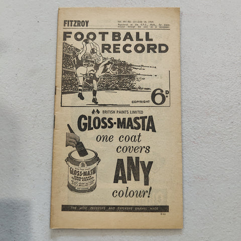 VFL 1960 June 18 Fitzroy v Melbourne Football Record