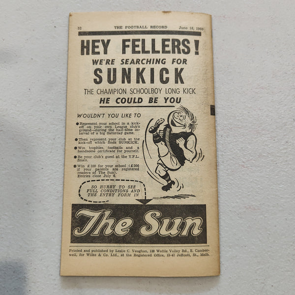 VFL 1960 June 18 Fitzroy v Melbourne Football Record