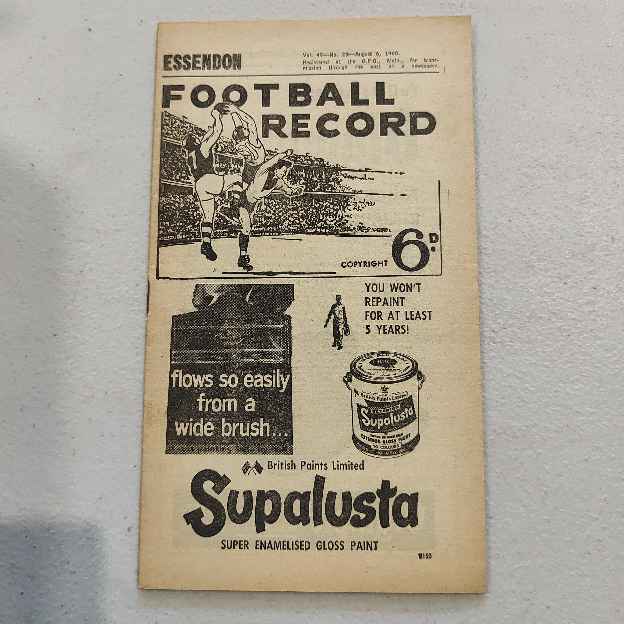 VFL 1960 August 6  Essendon v Footscray Football Record