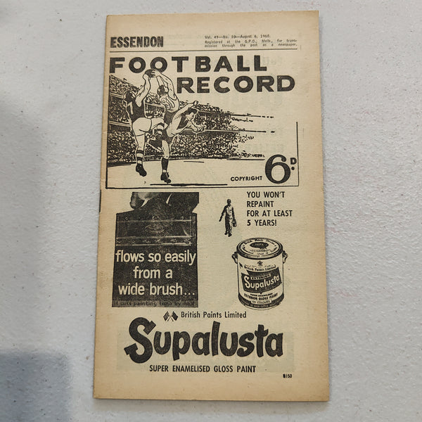 VFL 1960 August 6  Essendon v Footscray Football Record