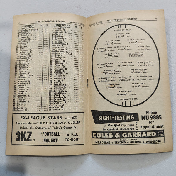 VFL 1960 August 6  Essendon v Footscray Football Record