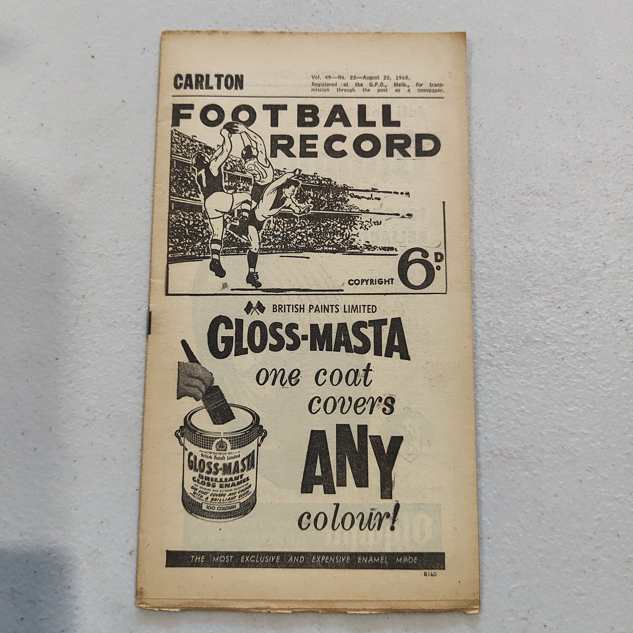 VFL 1960 August 20 Carlton v Geelong Football Record