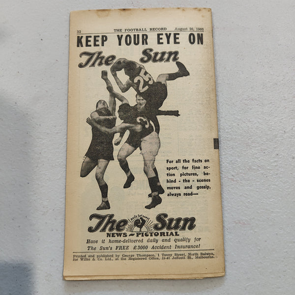 VFL 1960 August 20 Carlton v Geelong Football Record