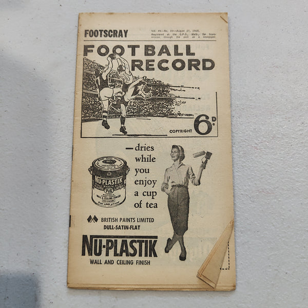 VFL 1960 August 27 Footscray v Richmond Football Record