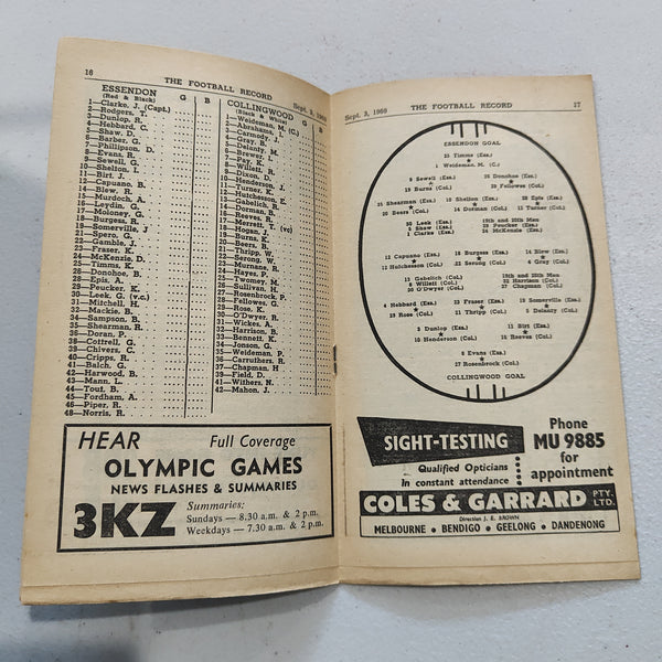 VFL 1960 September 3 1st Semi Final Essendon v Collingwood Football Record