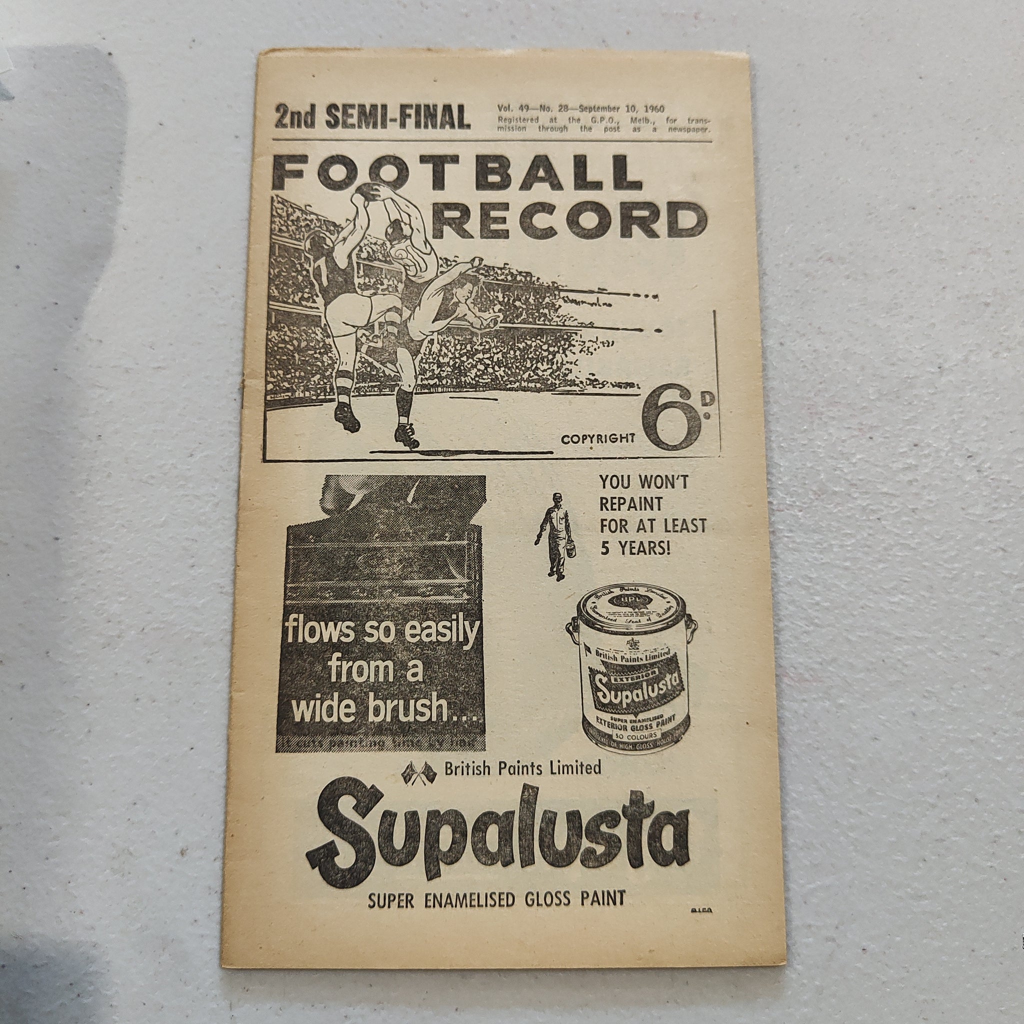 VFL 1960 September 10 2nd Semi Final Melbourne v Fitzroy Football Record