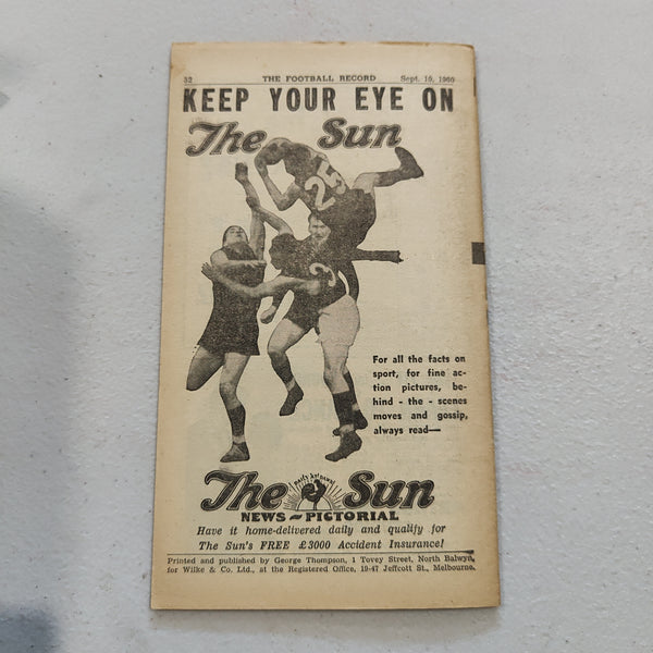 VFL 1960 September 10 2nd Semi Final Melbourne v Fitzroy Football Record