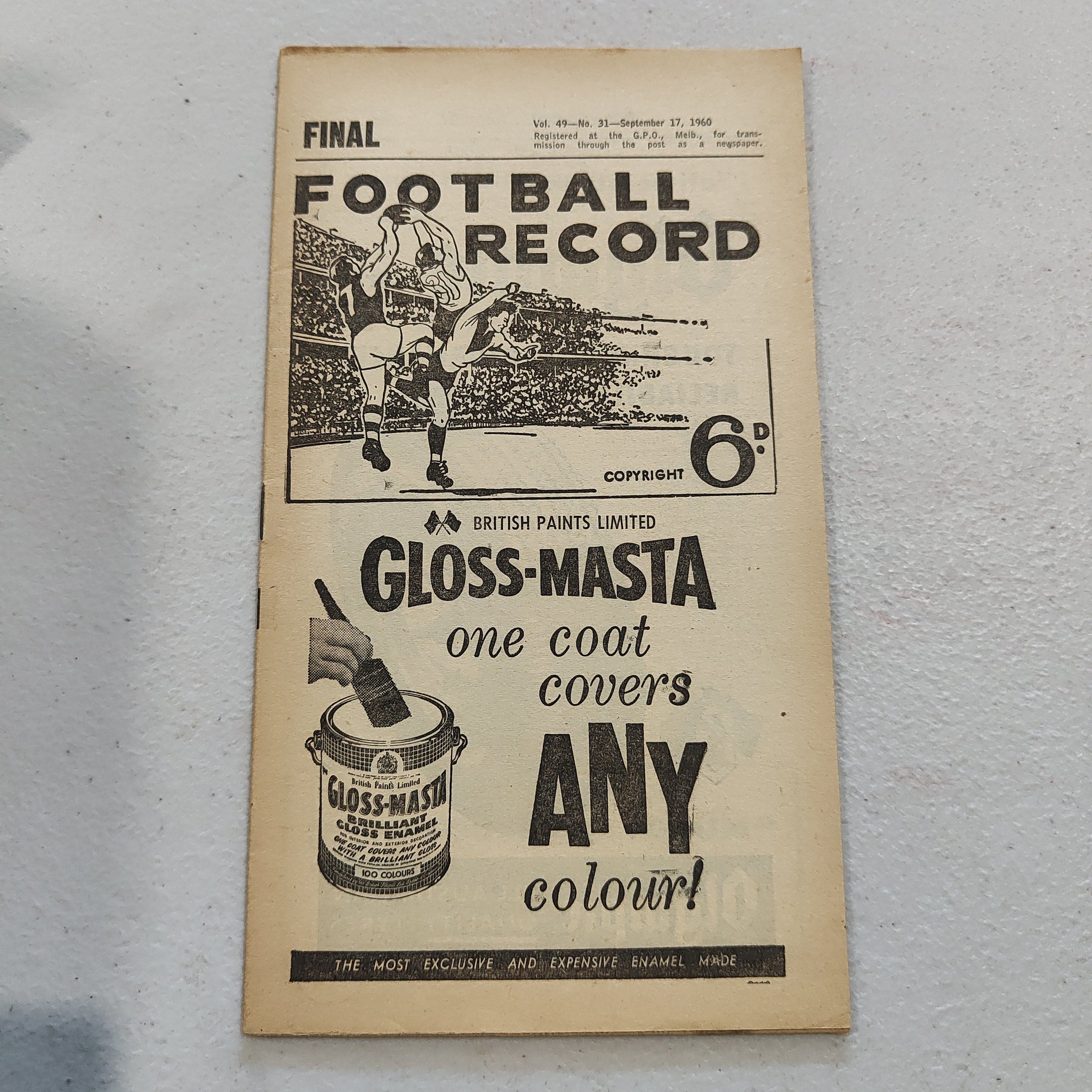 VFL 1960 September 17 Final Collingwood v Fitzroy Football Record