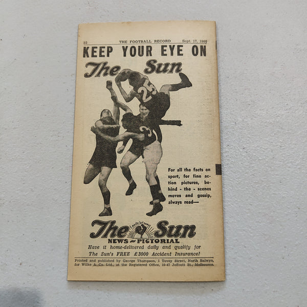 VFL 1960 September 17 Final Collingwood v Fitzroy Football Record