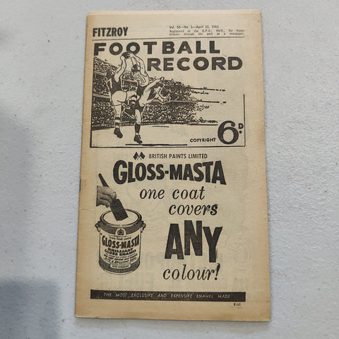 VFL 1961 April 15 Fitzroy v Melbourne Football Record