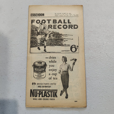 VFL 1961 April 22 Essendon v St Kilda Football Record