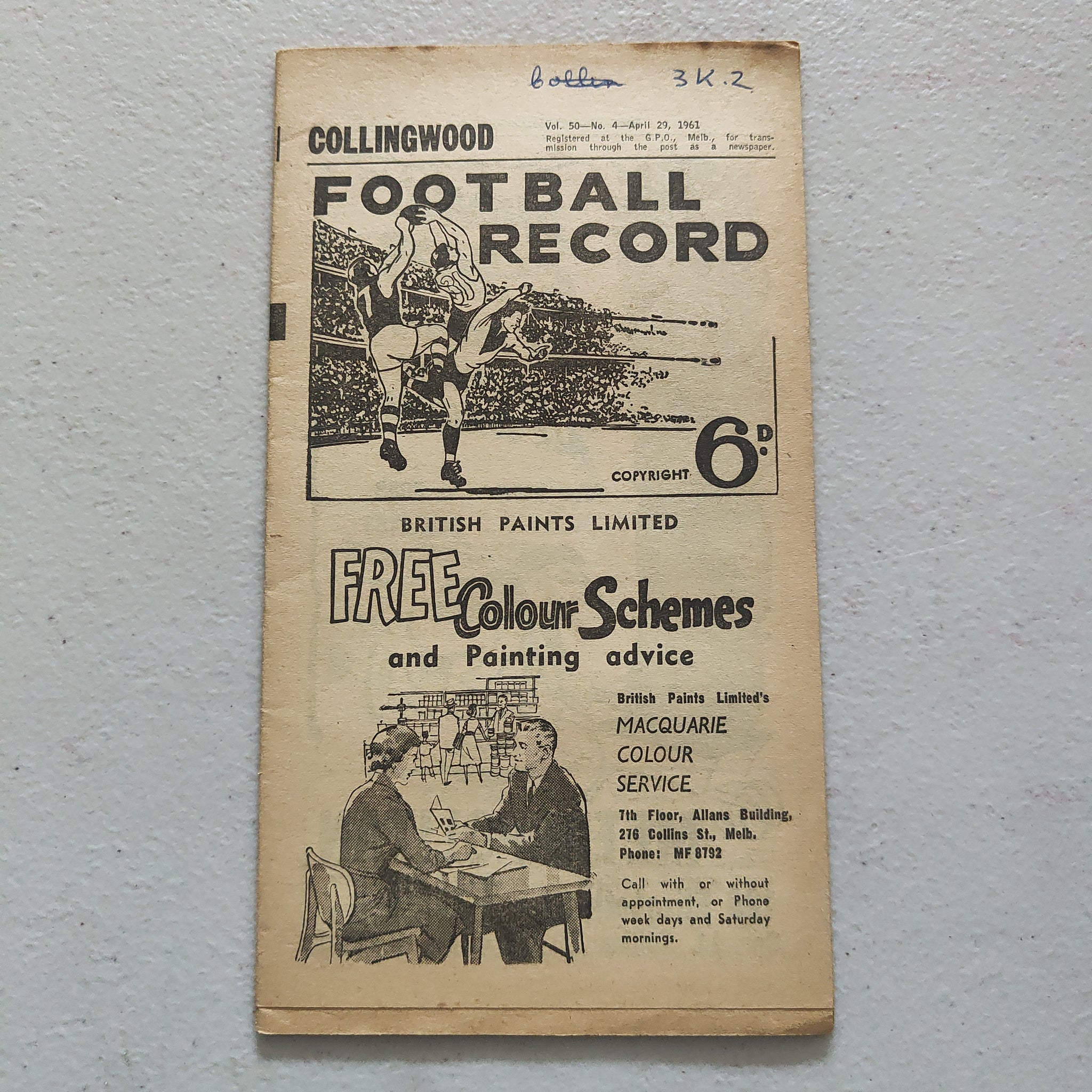 VFL 1961 April 29 Collingwood v North Melbourne Football Record