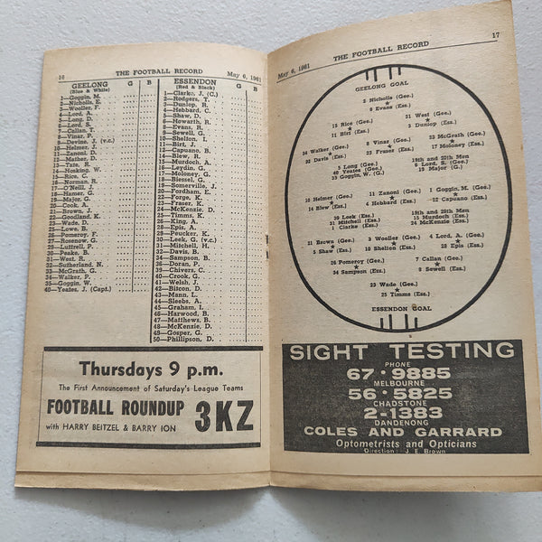 VFL 1961 May 6 Geelong v Essendon Football Record