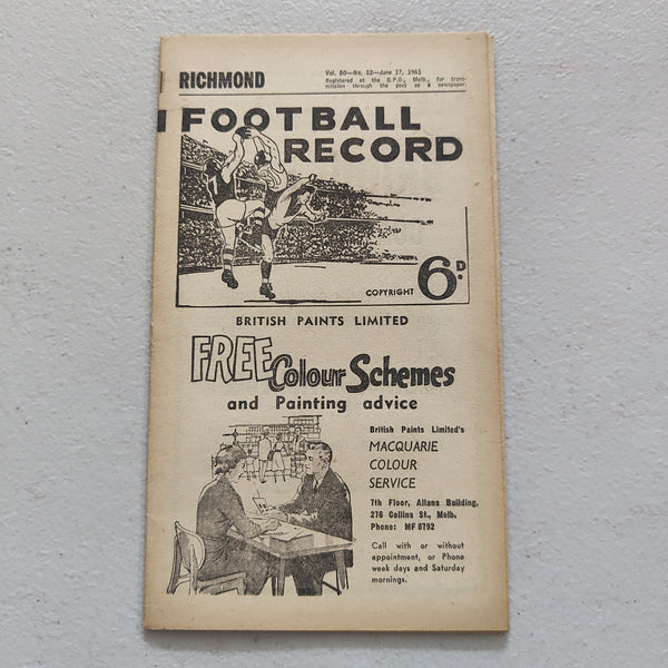 VFL 1961 June 17 Richmond v North Melbourne Football Record