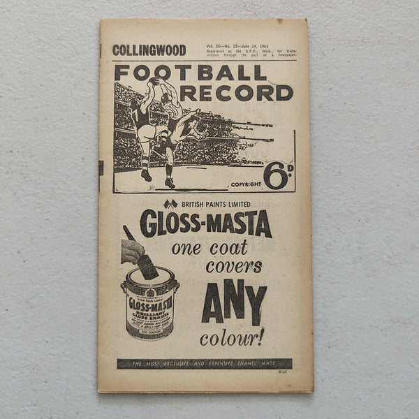 VFL 1961 June 24 Collingwood v South Melbourne Football Record