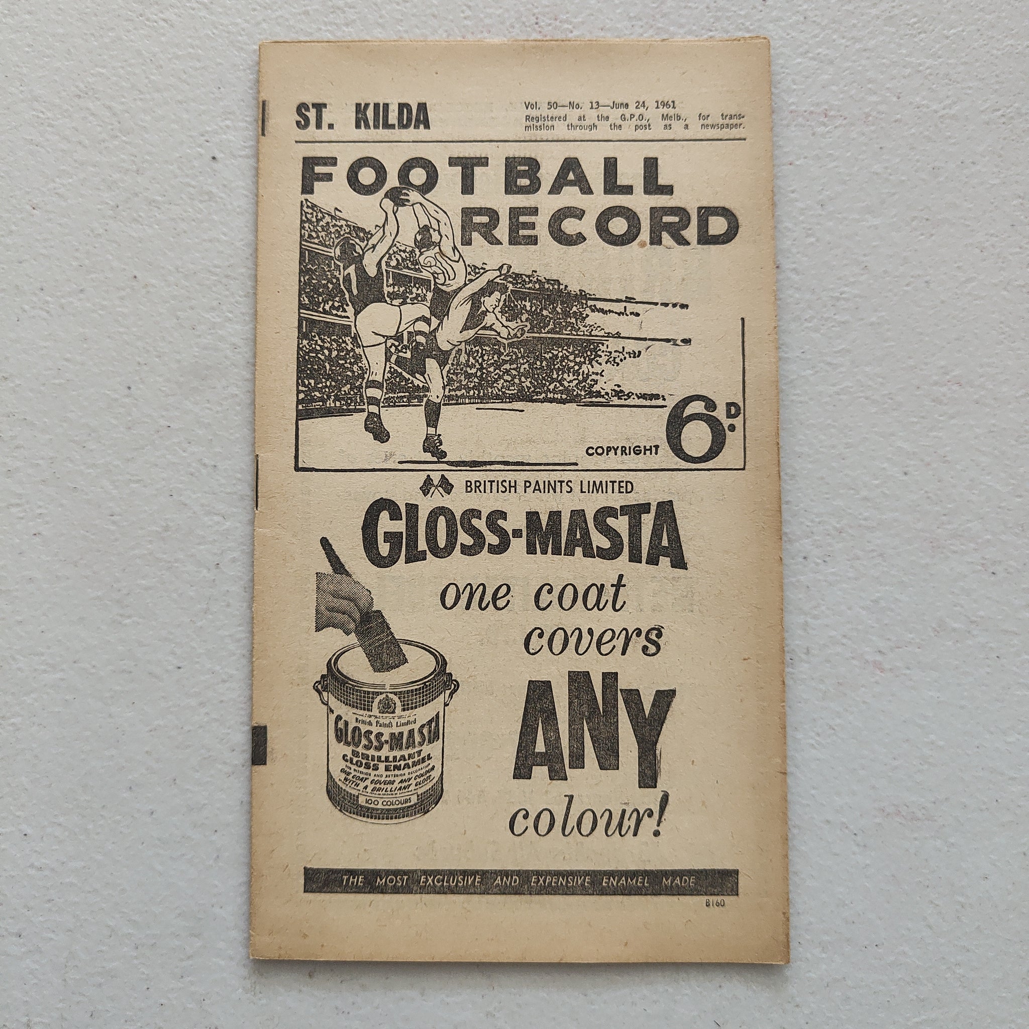 VFL 1961 June 24 St Kilda v Footscray Football Record