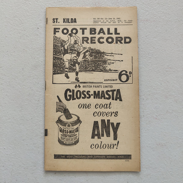 VFL 1961 June 24 St Kilda v Footscray Football Record