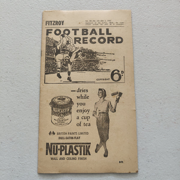 VFL 1961 July 1 Fitzroy v St Kilda Football Record