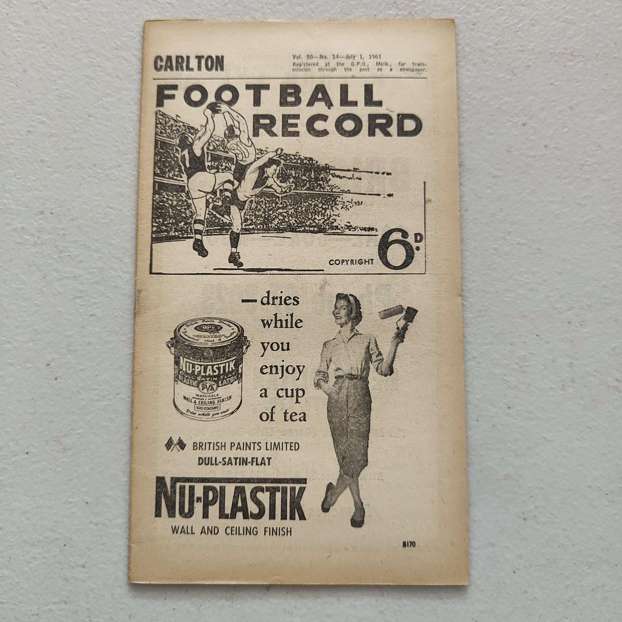 VFL 1961 July 1 Carlton v Geelong Football Record