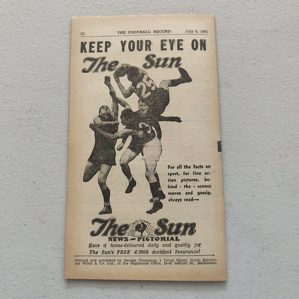 VFL 1961 July 8 Carlton v St Kilda Football Record