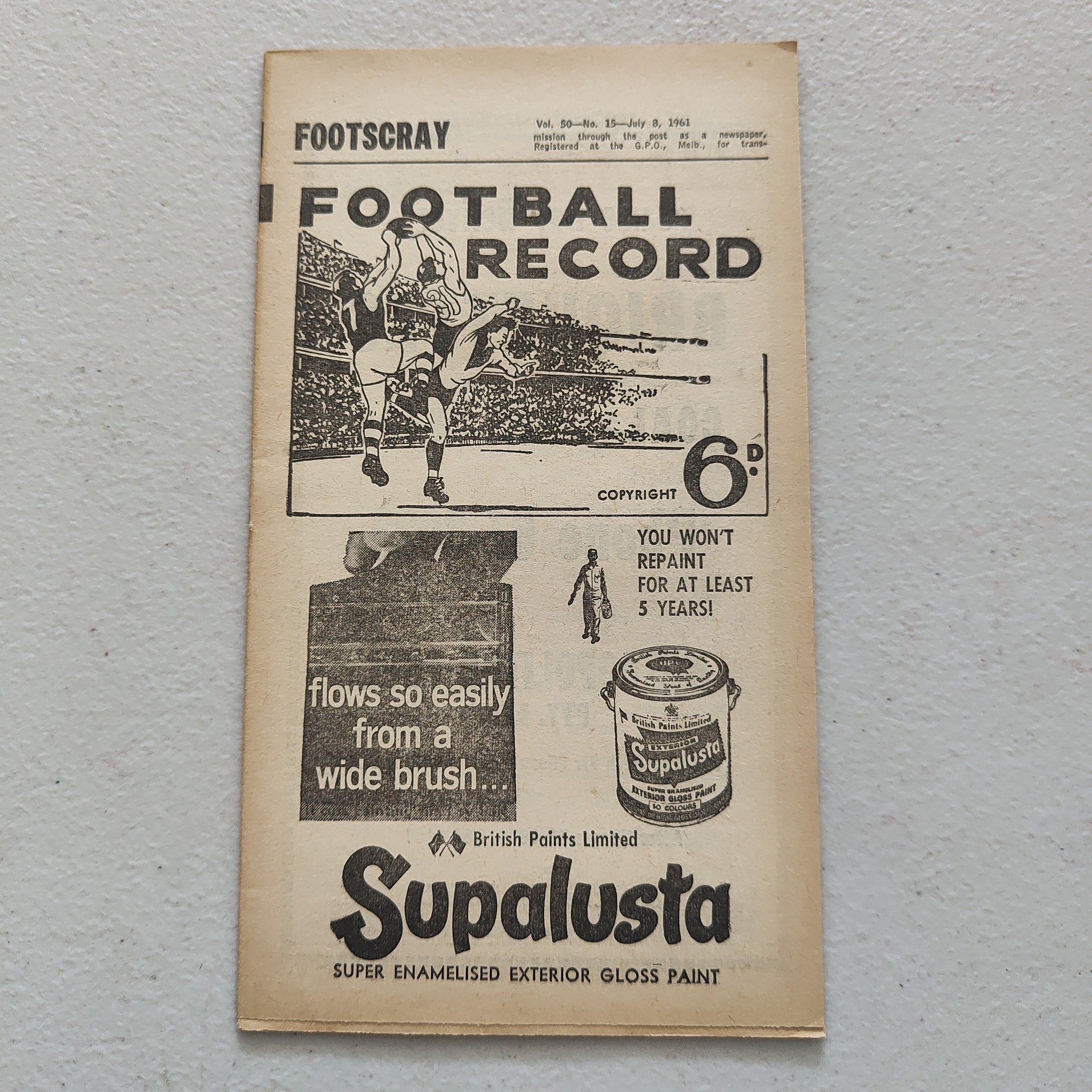 VFL 1961 July 8 Footscray v Richmond Football Record