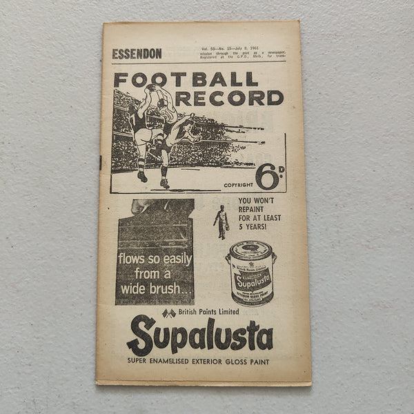 VFL 1961 July 8 Essendon v North Melbourne Football Record