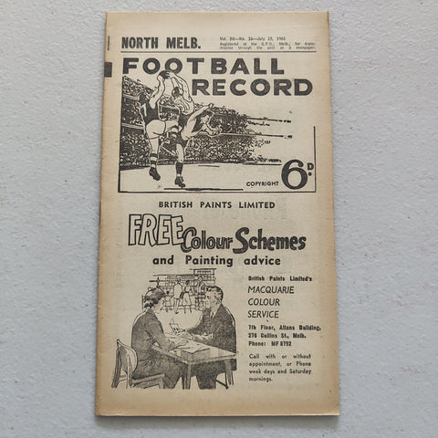 VFL 1961 July 15 North Melbourne v Footscray Football Record