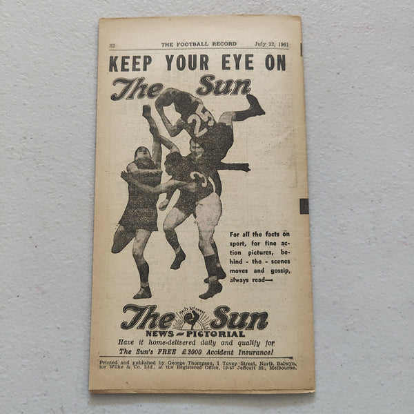 VFL 1961 July 22 St Kilda v Essendon Football Record