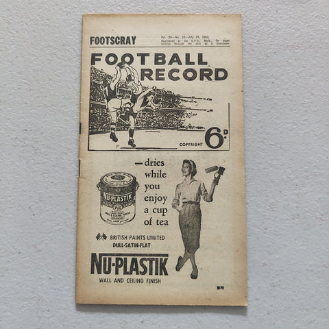 VFL 1961 July 29 Footscray v Carlton Football Record