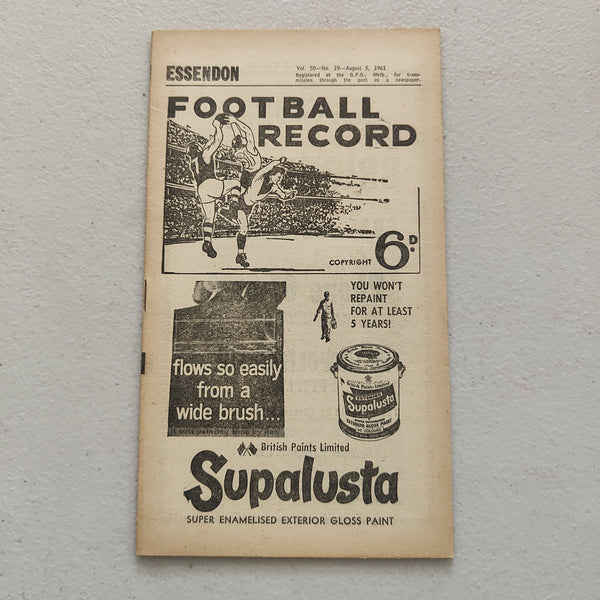 VFL 1961 August 5 Essendon v Geelong Football Record