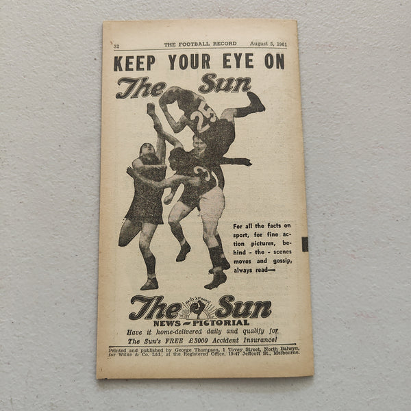 VFL 1961 August 5 Essendon v Geelong Football Record