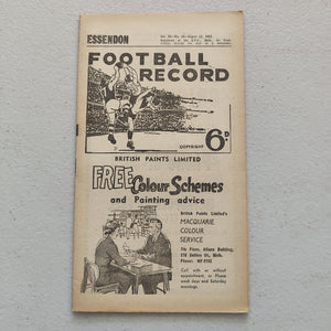 VFL 1961 August 12 Essendon v Hawthorn Football Record