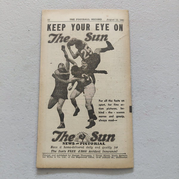 VFL 1961 August 12 Melbourne v Geelong Football Record